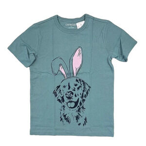 NWT J. Crew Boys' Dusty Spruce Green W/Easter Bunny Dog Graphic Tee